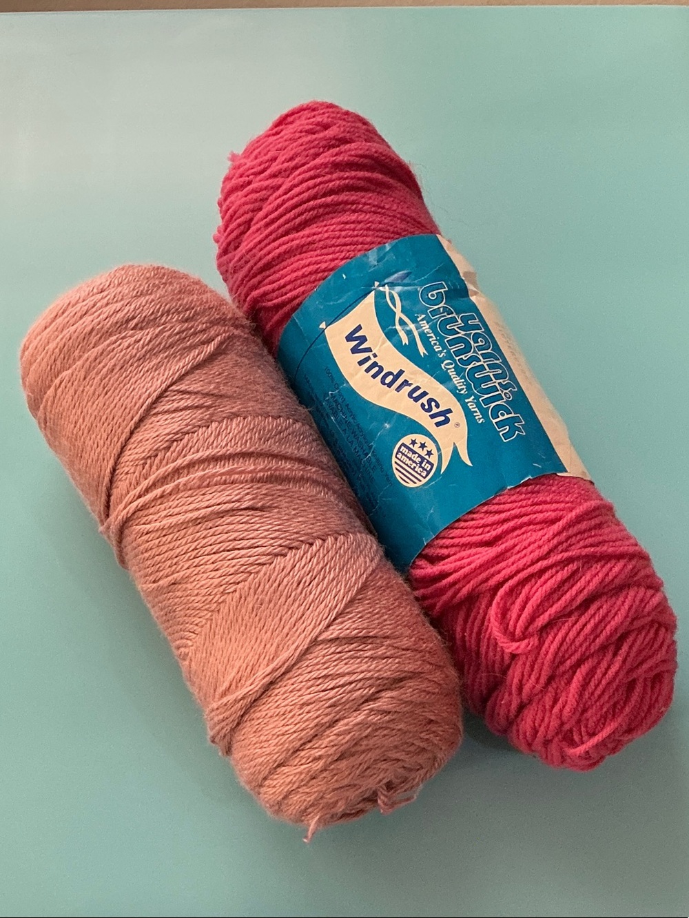 Brunswick Windrush Blush Rose Pink and Bright Raspberry Pink Yarn Skeins